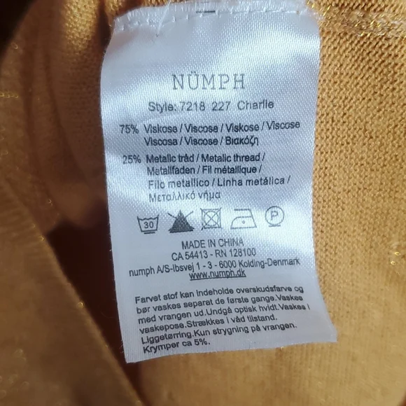 Anthropologie Numph Gold Glitter Knit Retro Cardigan Size Medium - Picture 5 of 7